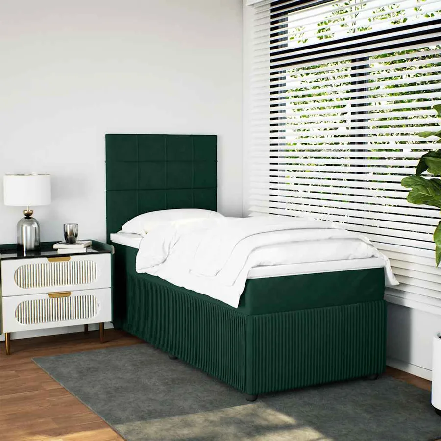 Sommier à lattes de lit avec matelas Vert foncé 100x200 cm - 3