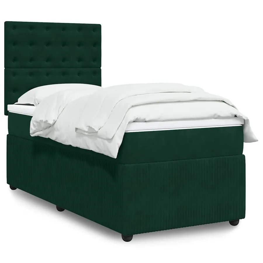 Sommier à lattes de lit avec matelas Vert foncé 100x200 cm