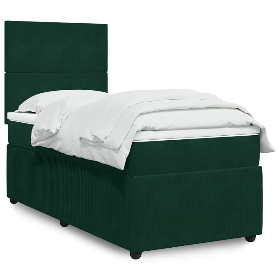 Sommier à lattes de lit avec matelas Vert foncé 100x200 cm