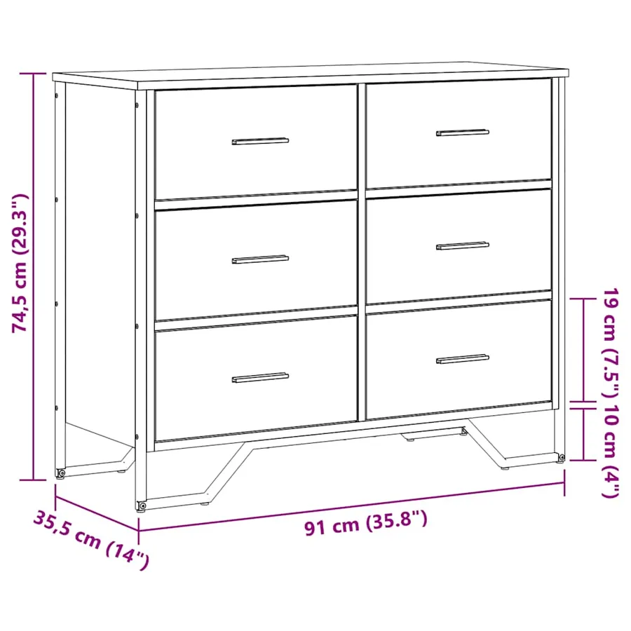 Commode sonoma gris 91x35,5x74,5 cm bois d'ingénierie - 10
