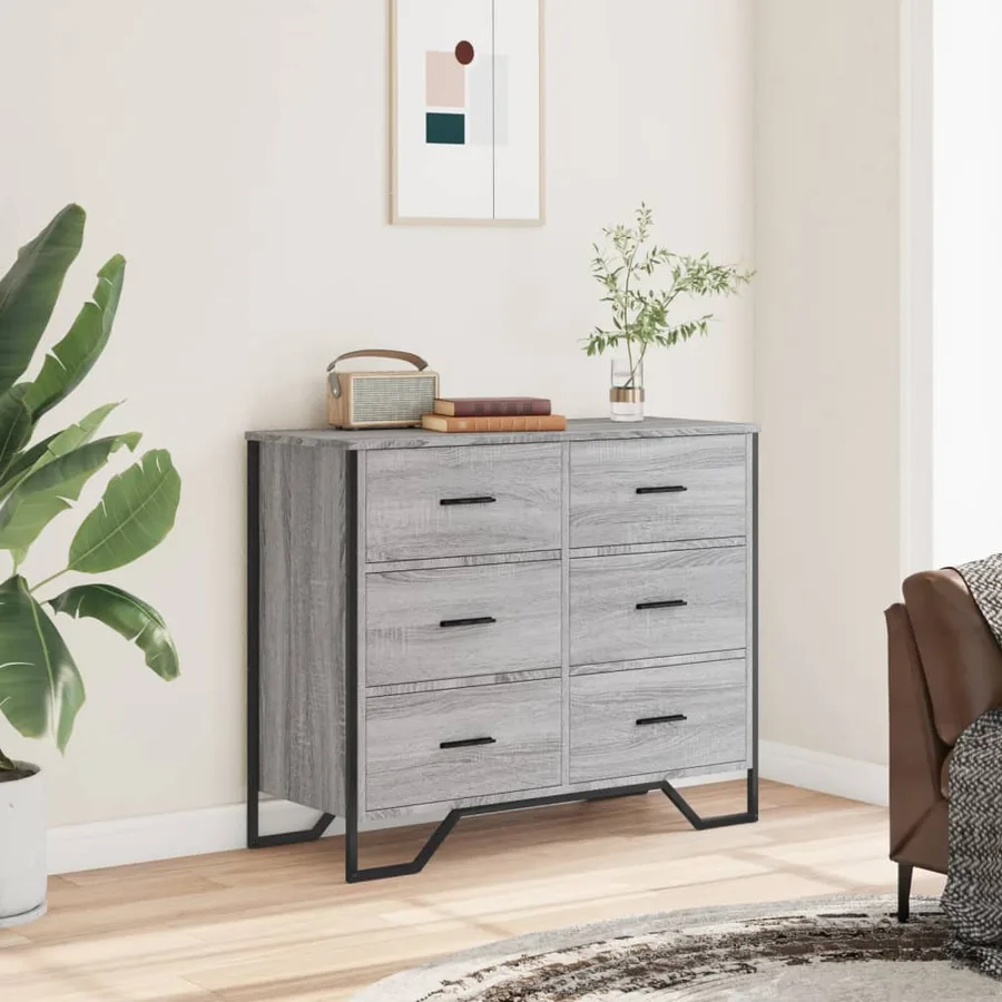 Commode sonoma gris 91x35,5x74,5 cm bois d'ingénierie - 3