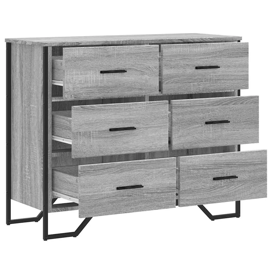 Commode sonoma gris 91x35,5x74,5 cm bois d'ingénierie - 7