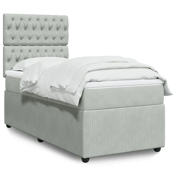 Sommier à lattes de lit et matelas Gris clair 100x200cm Velours