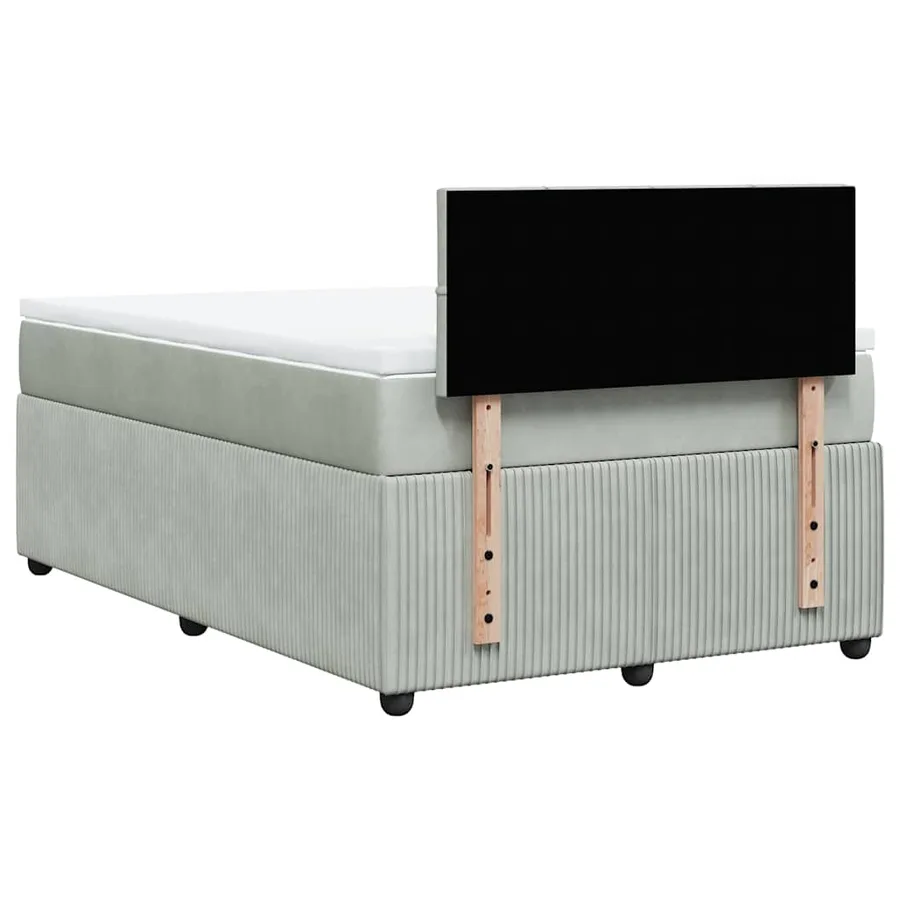 Sommier à lattes de lit et matelas gris clair 120x190cm velours - 8