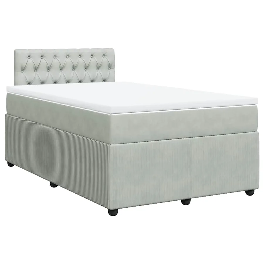 Sommier à lattes de lit et matelas gris clair 120x190cm velours - 3