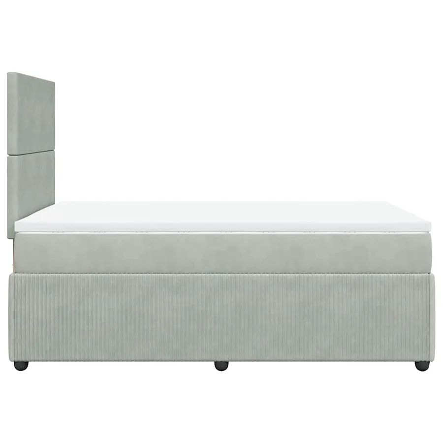 Sommier à lattes de lit et matelas gris clair 120x190cm velours - 7