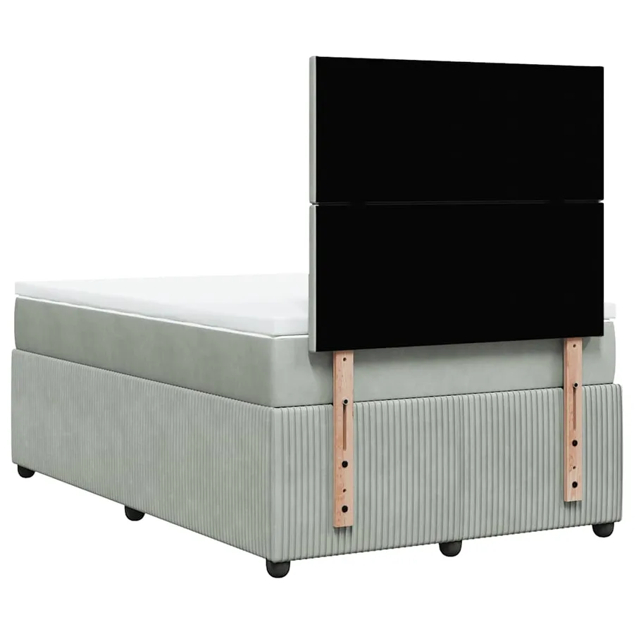 Sommier à lattes de lit et matelas gris clair 120x190cm velours - 8