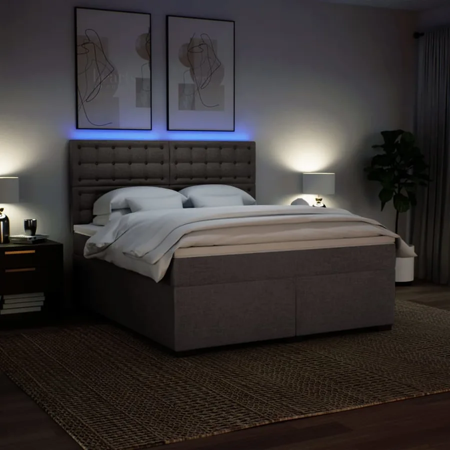 Sommier à lattes de lit avec matelas Taupe 180x200 cm Tissu - 5