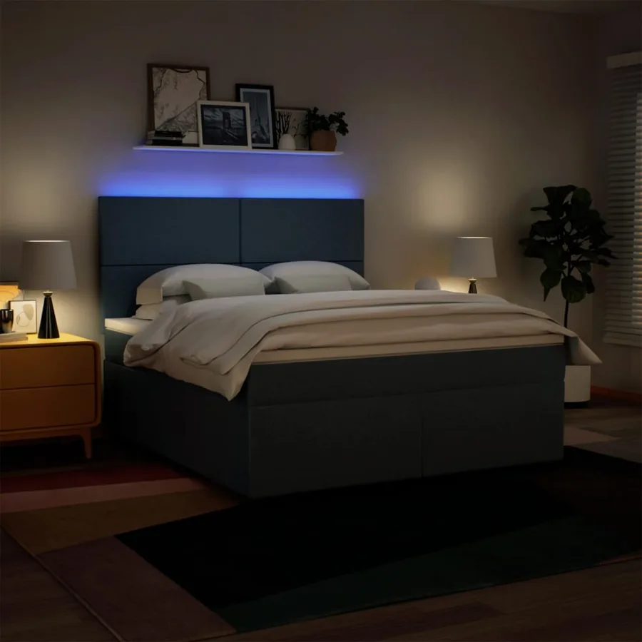 Sommier à lattes de lit avec matelas Bleu 180x200 cm Tissu - 5
