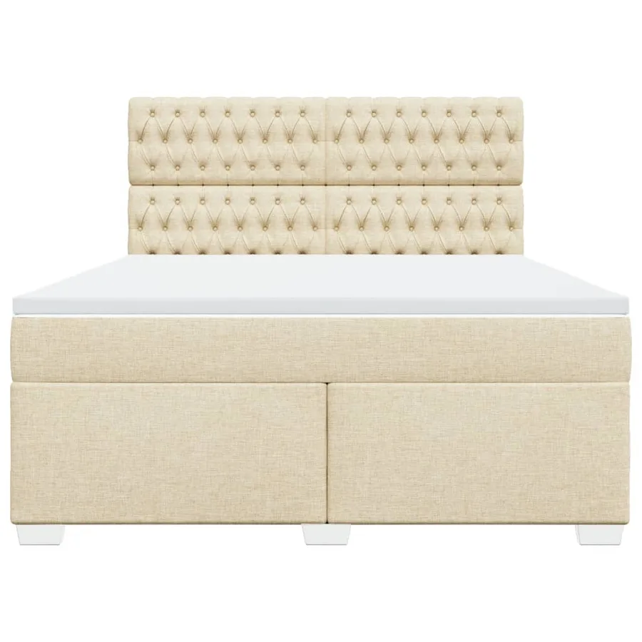 Sommier à lattes de lit avec matelas Crème 180x200 cm Tissu - 6
