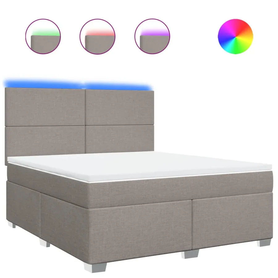 Sommier à lattes de lit avec matelas Taupe 180x200 cm Tissu - 2