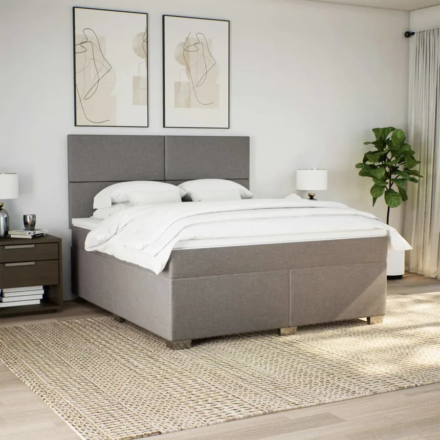 Sommier à lattes de lit avec matelas Taupe 180x200 cm Tissu - 4