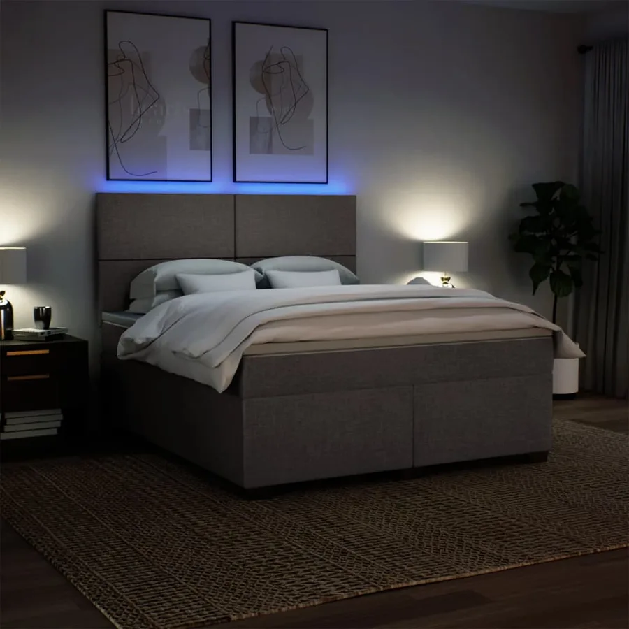 Sommier à lattes de lit avec matelas Taupe 180x200 cm Tissu - 5