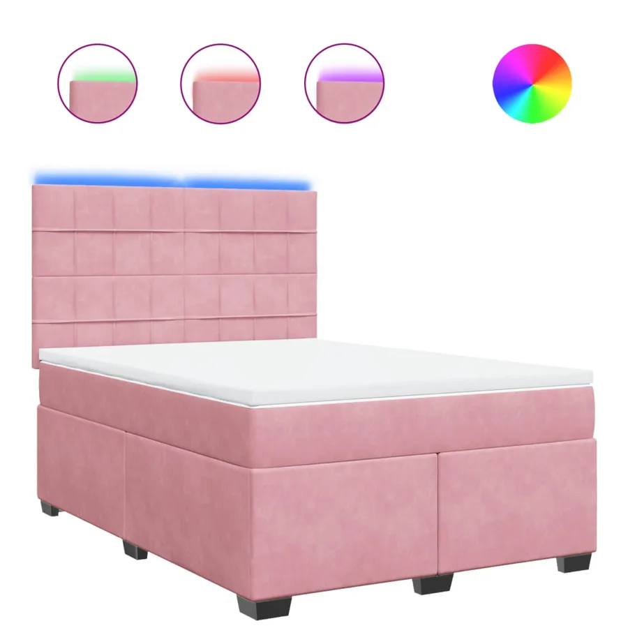 Sommier à lattes de lit avec matelas Rose 140x200 cm Velours - 2