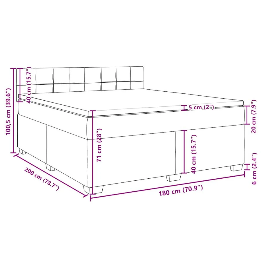 Sommier à lattes de lit avec matelas Gris clair 180x200cm Tissu - 18