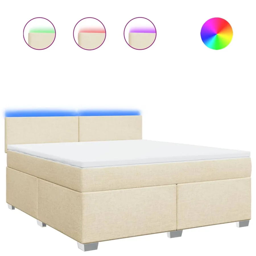 Sommier à lattes de lit avec matelas Crème 180x200 cm Tissu - 2