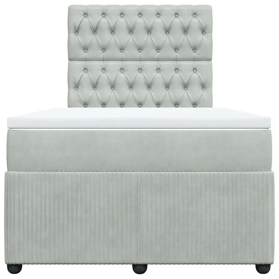 Sommier à lattes de lit et matelas gris clair 120x190cm velours - 4