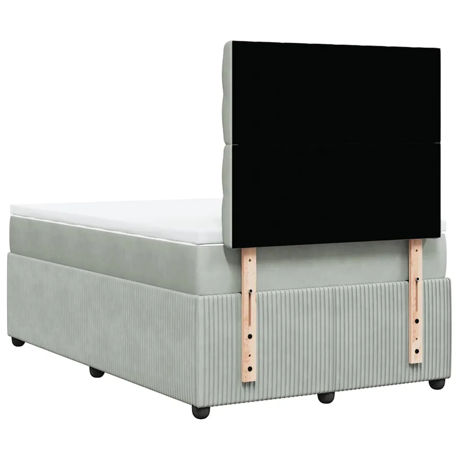 Sommier à lattes de lit et matelas gris clair 120x190cm velours - 6