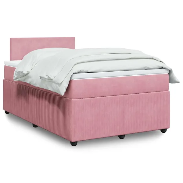 Sommier à lattes de lit avec matelas rose 120x190 cm velours