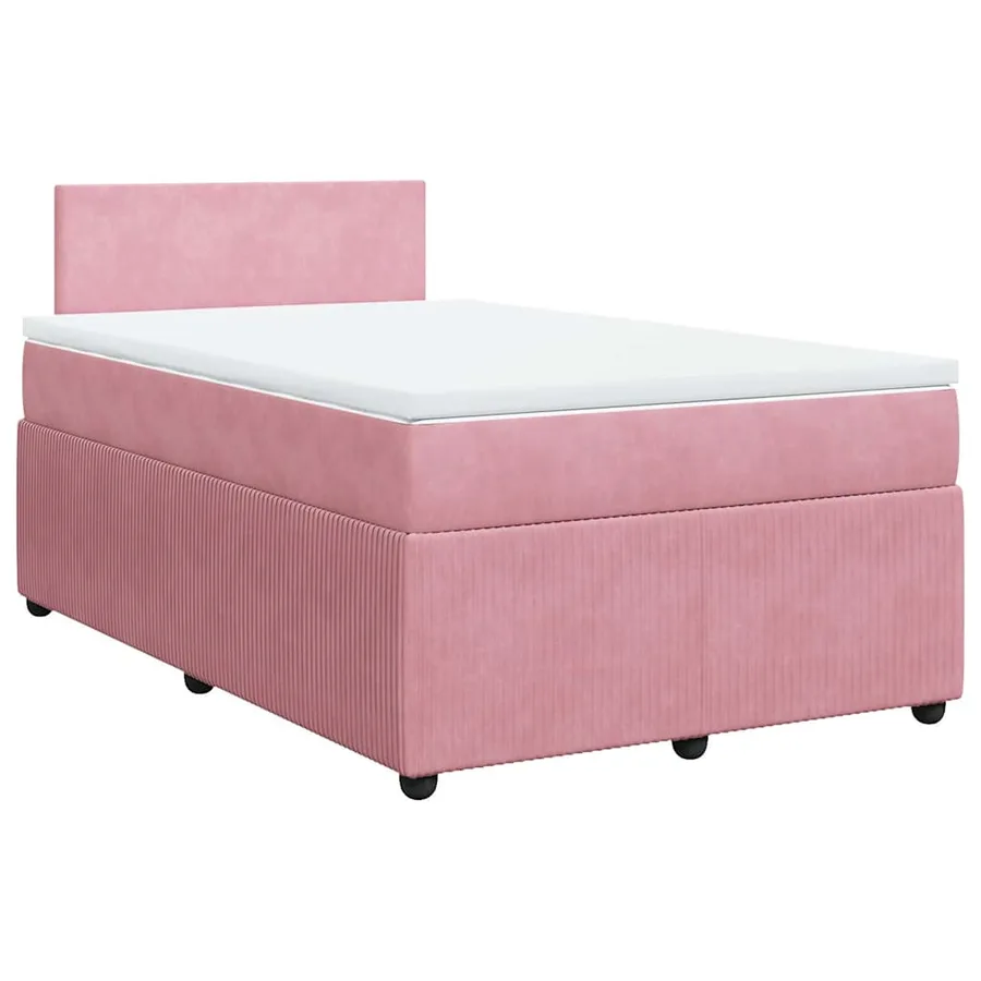 Sommier à lattes de lit avec matelas rose 120x190 cm velours - 2