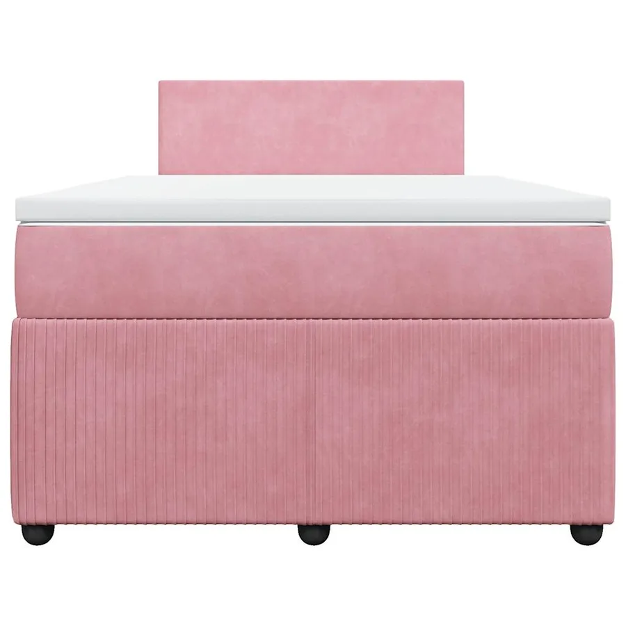 Sommier à lattes de lit avec matelas rose 120x190 cm velours - 4