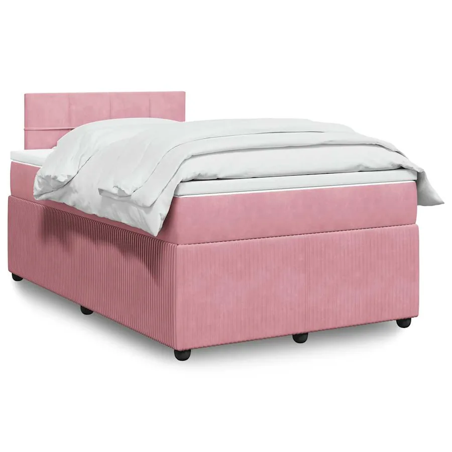 Sommier à lattes de lit avec matelas rose 120x190 cm velours
