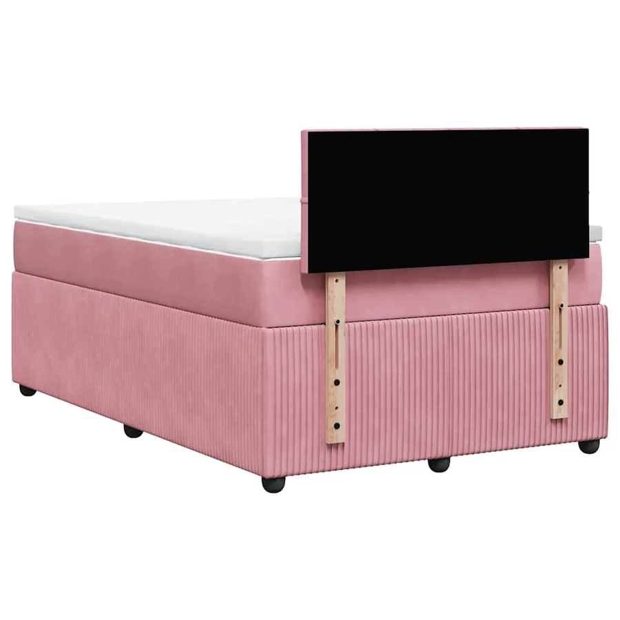 Sommier à lattes de lit avec matelas rose 120x190 cm velours - 10
