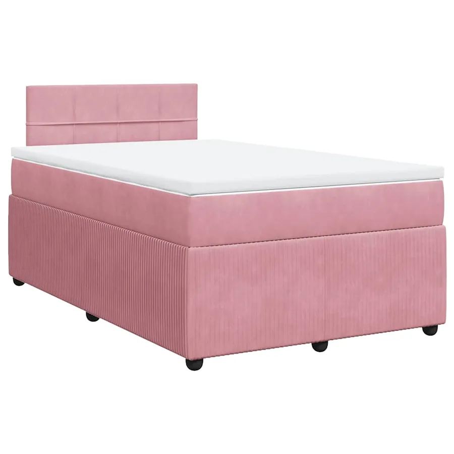 Sommier à lattes de lit avec matelas rose 120x190 cm velours - 2