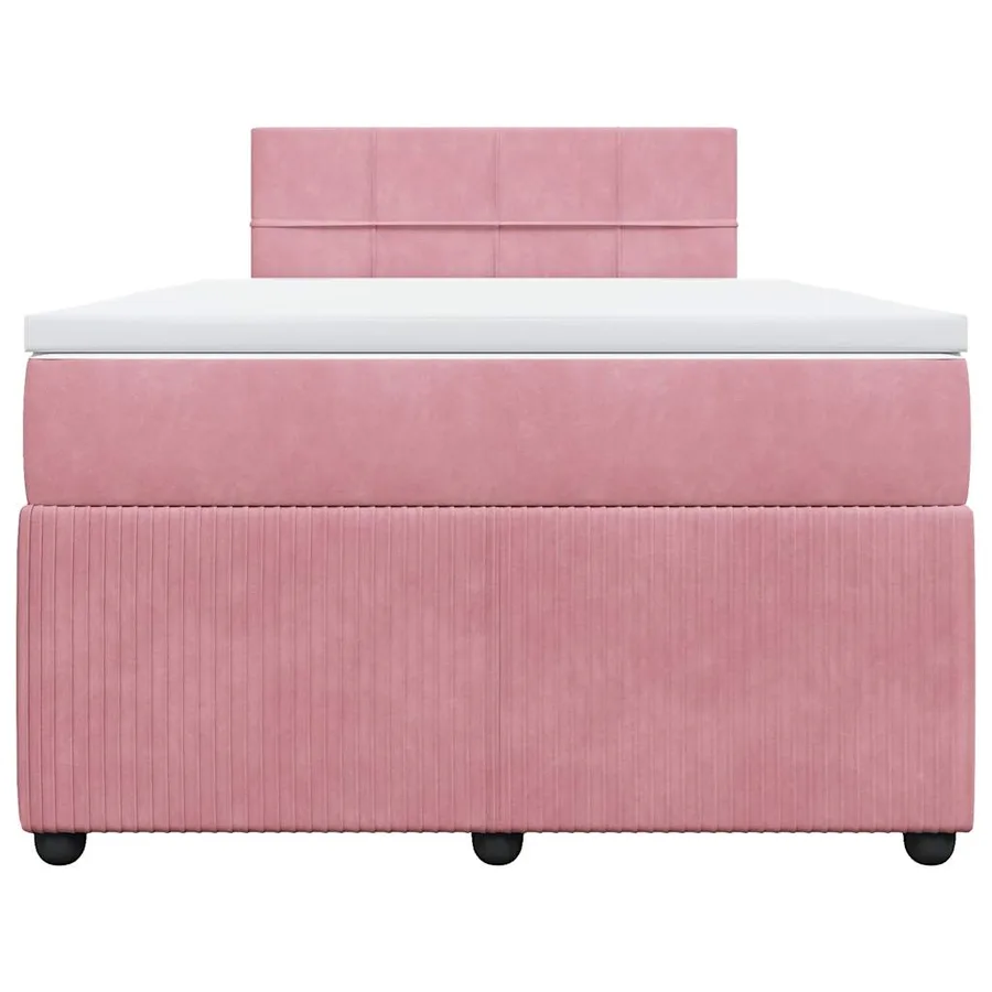 Sommier à lattes de lit avec matelas rose 120x190 cm velours - 4