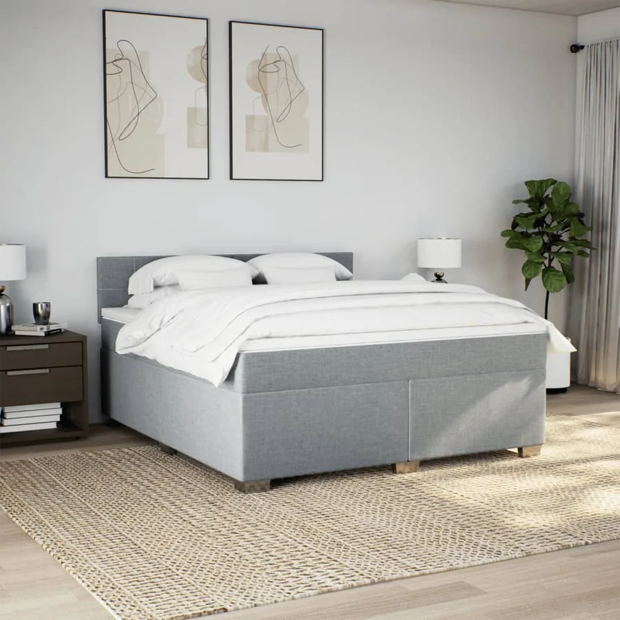Sommier à lattes de lit avec matelas Gris clair 180x200cm Tissu - 3