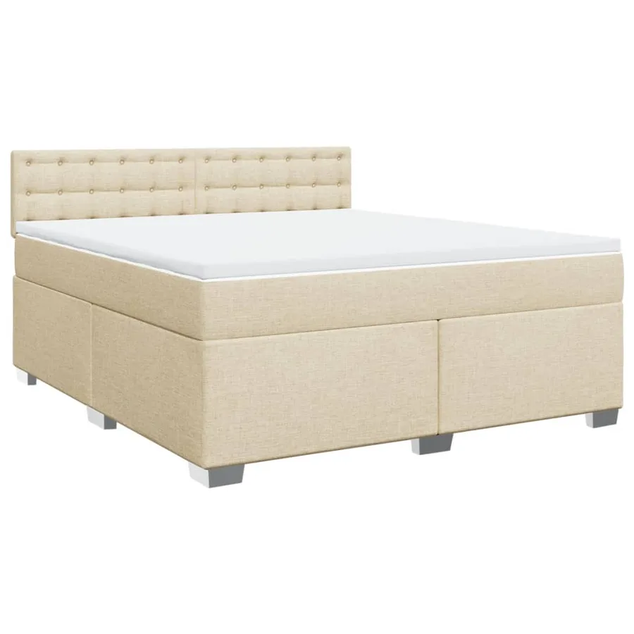 Sommier à lattes de lit avec matelas Crème 180x200 cm Tissu - 2