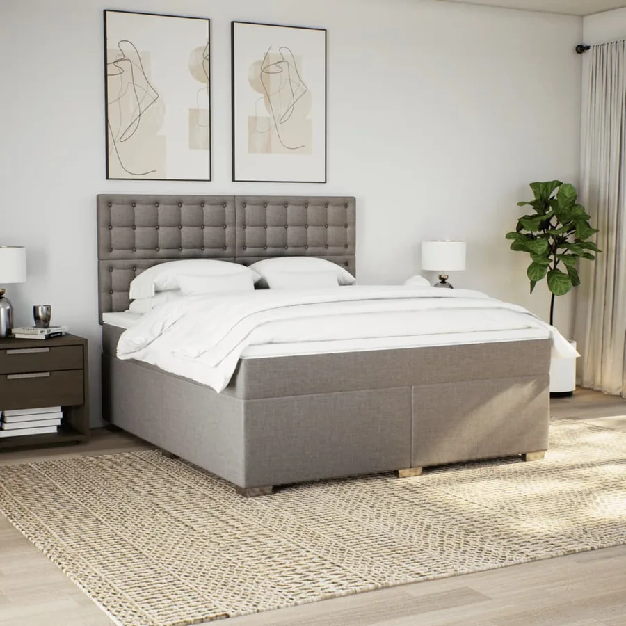 Sommier à lattes de lit avec matelas Taupe 180x200 cm Tissu - 3