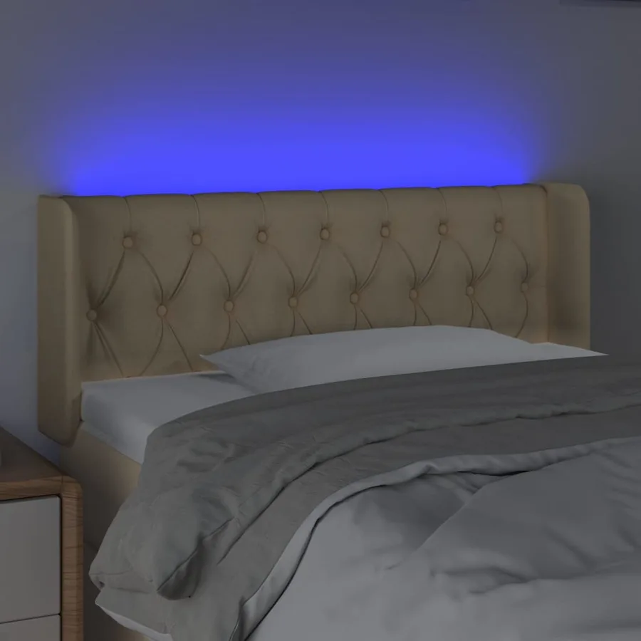 Tête de lit à LED Crème 103x16x78/88 cm Tissu - 4