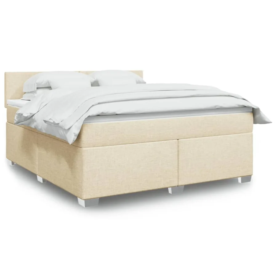 Sommier à lattes de lit avec matelas Crème 180x200 cm Tissu