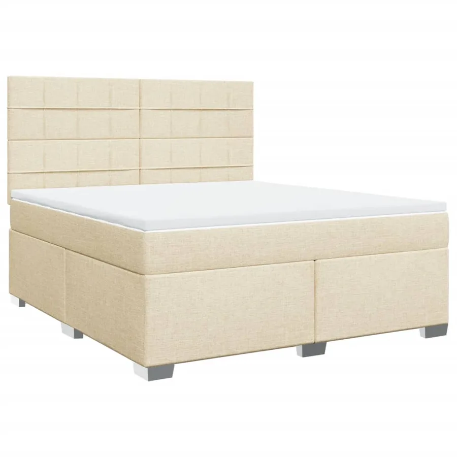 Sommier à lattes de lit avec matelas Crème 180x200 cm Tissu - 2