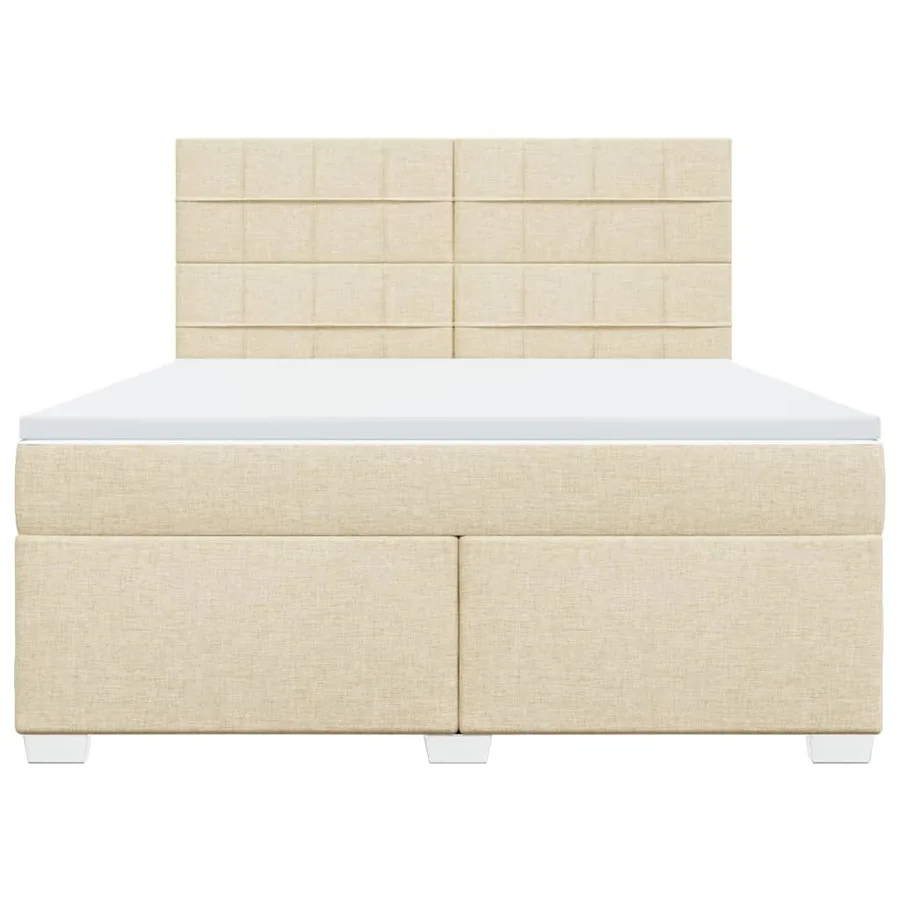 Sommier à lattes de lit avec matelas Crème 180x200 cm Tissu - 4