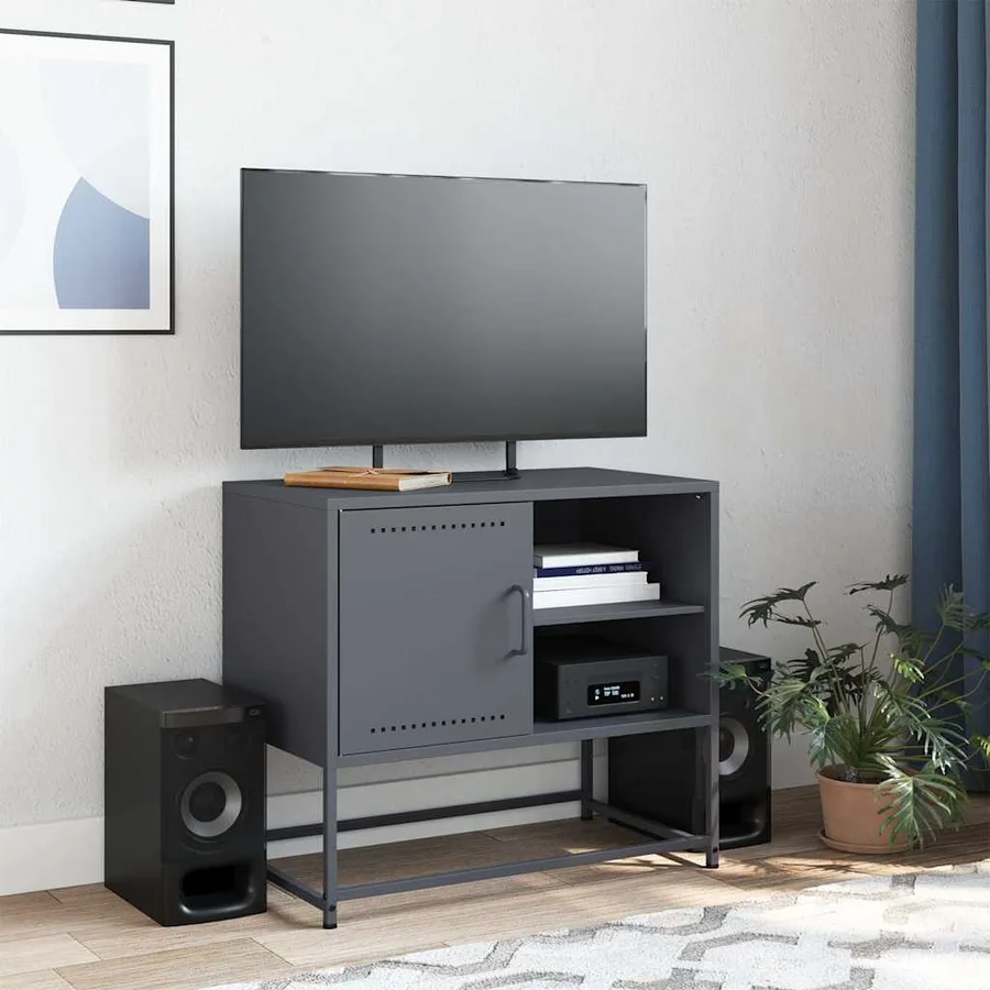 Meuble TV anthracite 68x39x60,5 cm acier - 3
