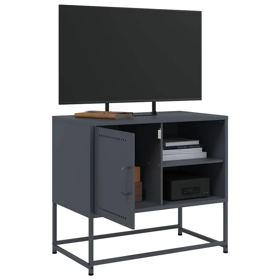 Meuble TV anthracite 68x39x60,5 cm acier - 4