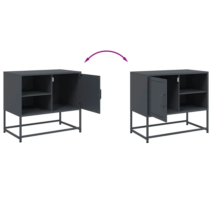 Meuble TV anthracite 68x39x60,5 cm acier - 9