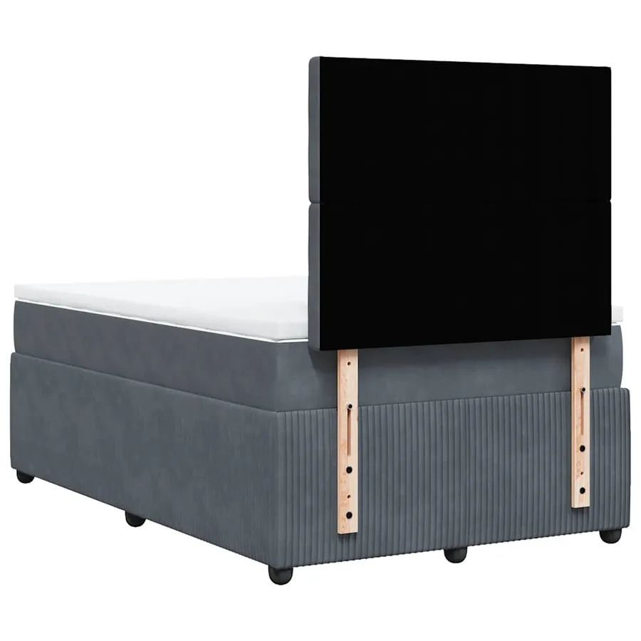 Sommier à lattes de lit et matelas gris foncé 120x190cm velours - 6
