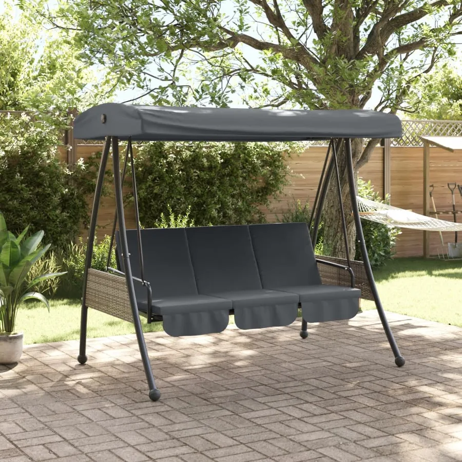 Balancelle de jardin avec auvent réglable gris foncé acier - 3