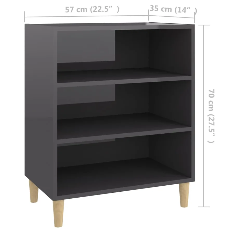 Buffet gris brillant 57x35x70 cm bois d'ingénierie - 6