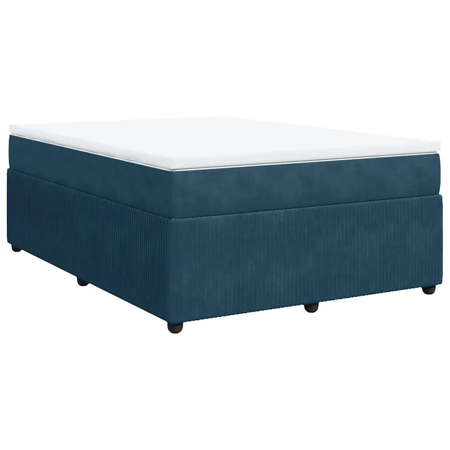 Sommier à lattes de lit et matelas Bleu foncé 140x190cm Velours - 2