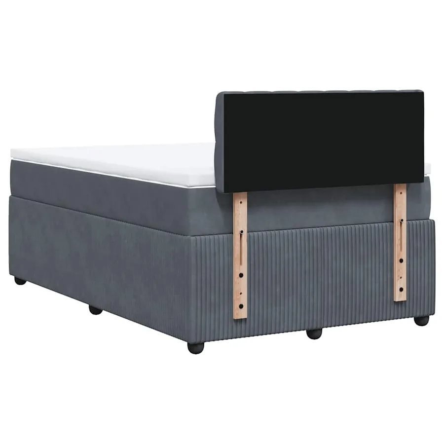 Sommier à lattes de lit et matelas gris foncé 120x190cm velours - 10