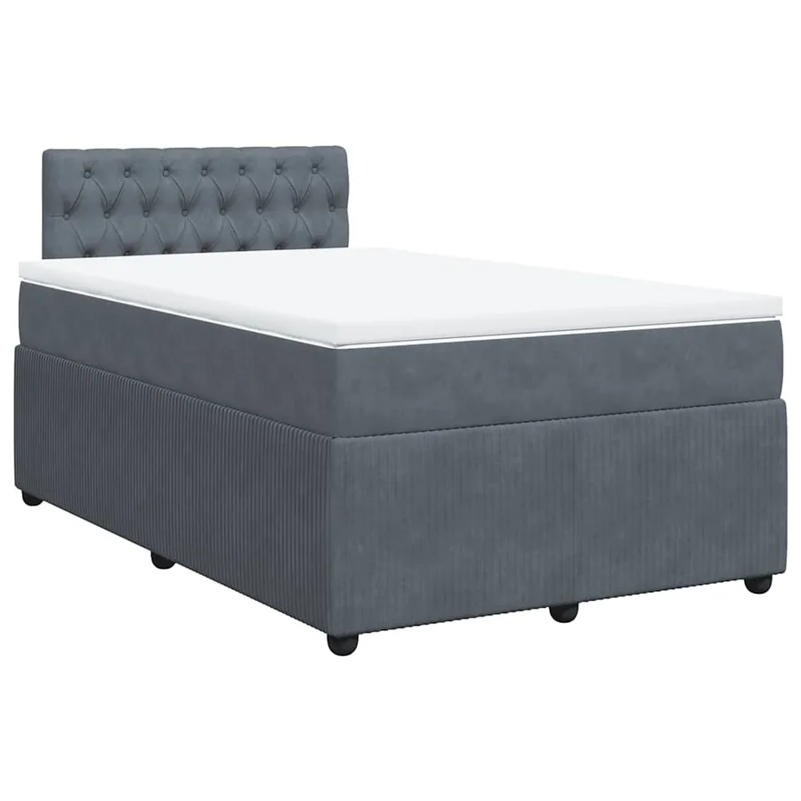 Sommier à lattes de lit et matelas gris foncé 120x190cm velours - 2