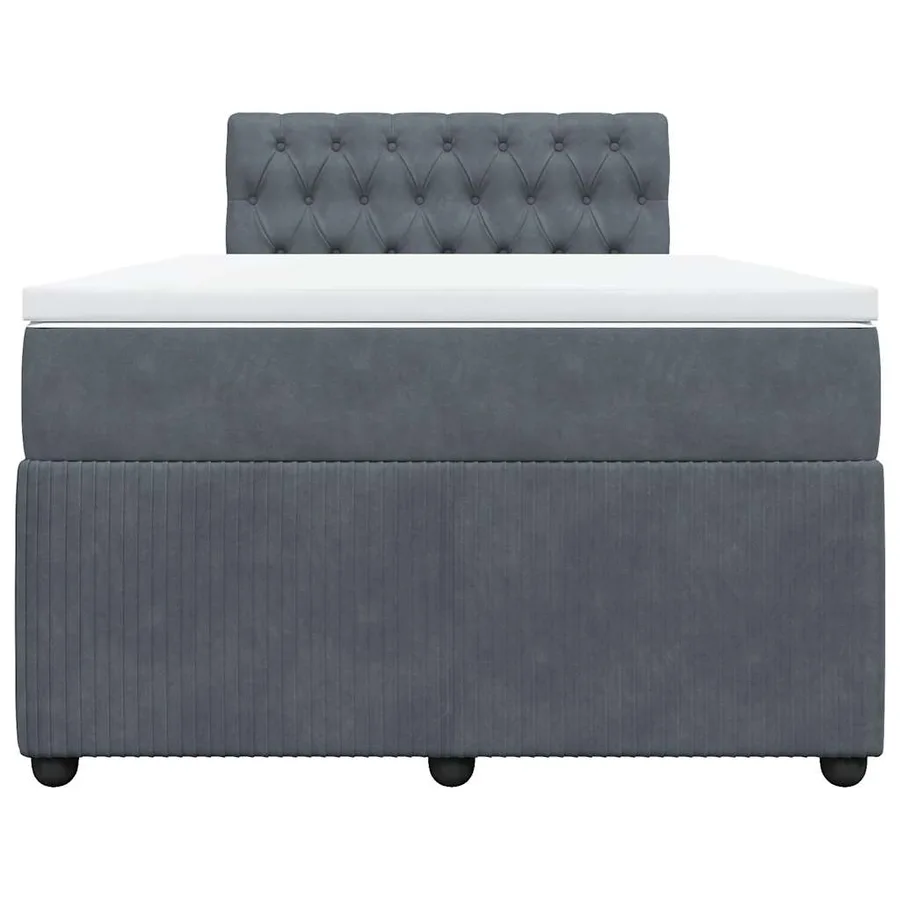 Sommier à lattes de lit et matelas gris foncé 120x190cm velours - 4