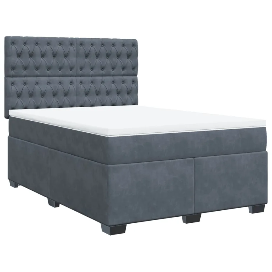 Sommier à lattes de lit et matelas Gris foncé 140x190cm Velours - 4