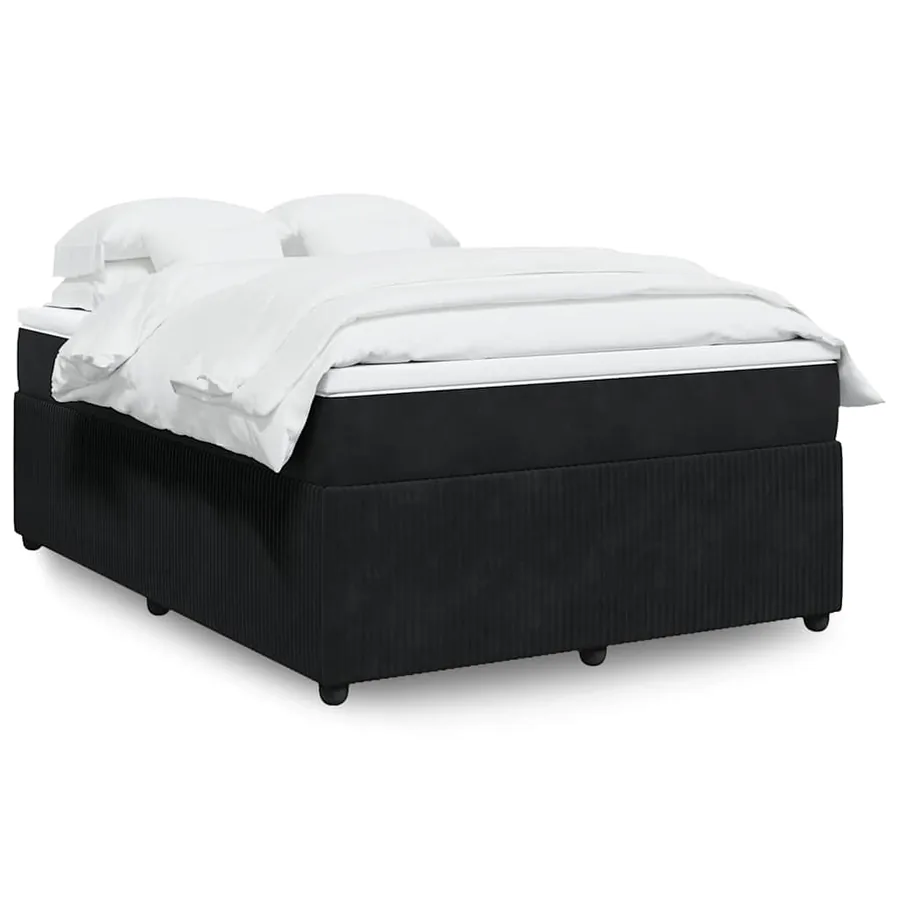 Sommier à lattes de lit avec matelas Noir 140x190 cm Velours