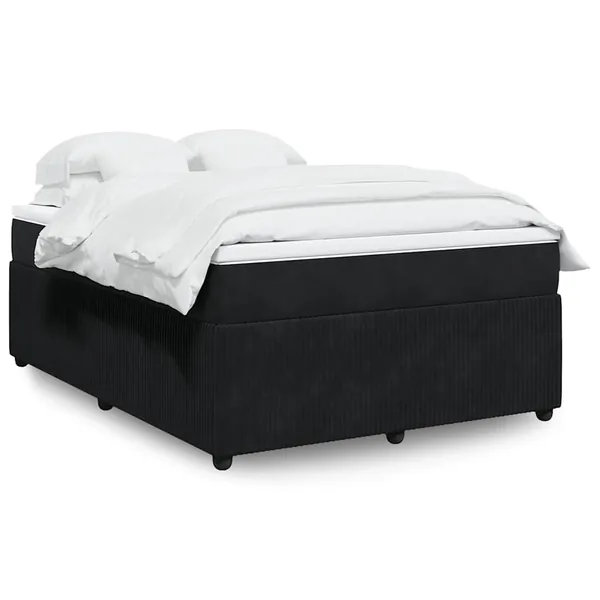 Sommier à lattes de lit avec matelas Noir 140x190 cm Velours