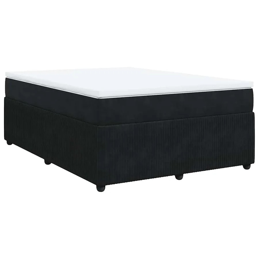 Sommier à lattes de lit avec matelas Noir 140x190 cm Velours - 2